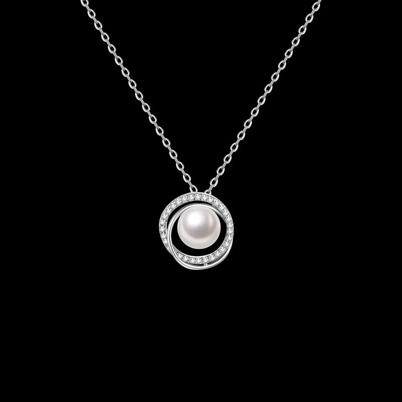 Womens Niche Minimalist Trendy Faux Pearl Pendant Clavicle Necklace