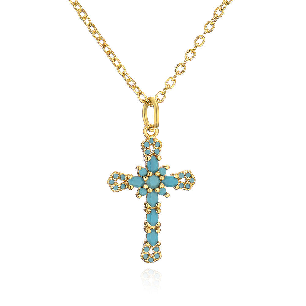 Womens Niche Geometric Pendant Necklace With Copper Plated In 18K Gold And Micro Set Zirconia Stones
