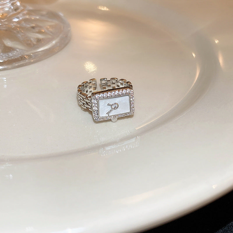 Niche High-end Minimalist Zircon Geometric Open Ring