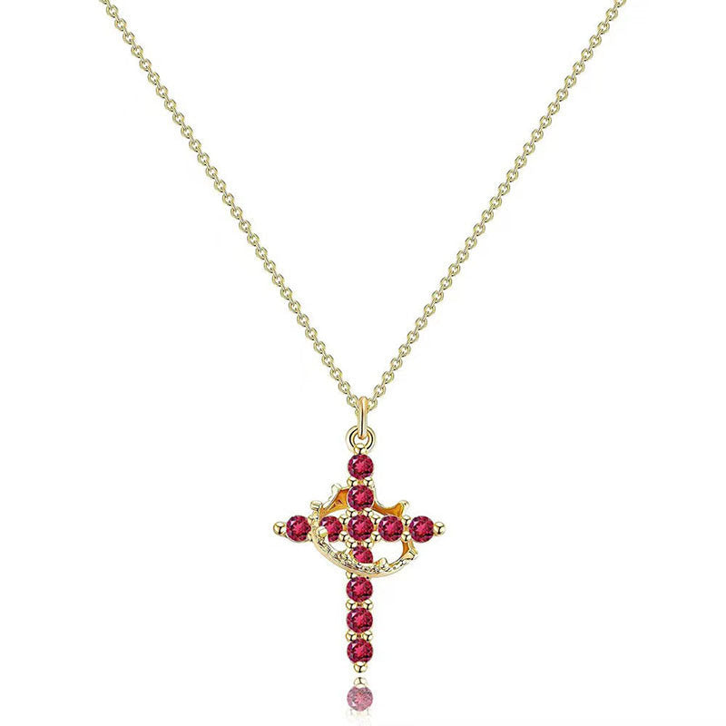 18K Real Gold Plated Copper Cross Necklace With Zircon  Stylish And Minimalist Design