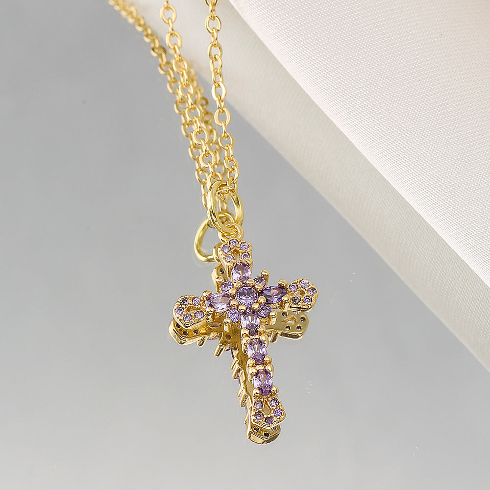 Womens Niche Geometric Pendant Necklace With Copper Plated In 18K Gold And Micro Set Zirconia Stones