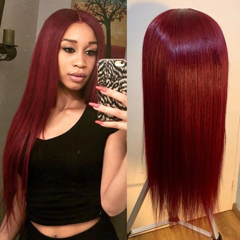 Middle-parted Long Straight Wig For Women Made From High-temperature Synthetic Fiber