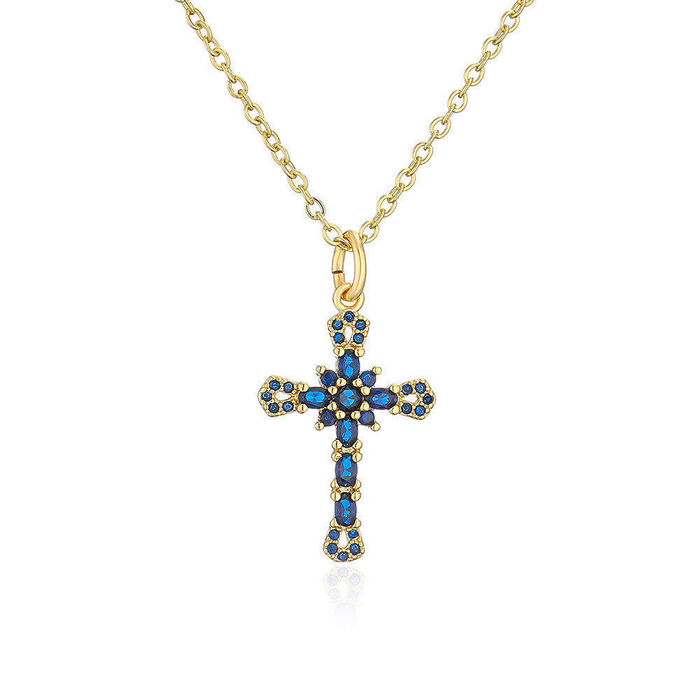 Womens Niche Geometric Pendant Necklace With Copper Plated In 18K Gold And Micro Set Zirconia Stones
