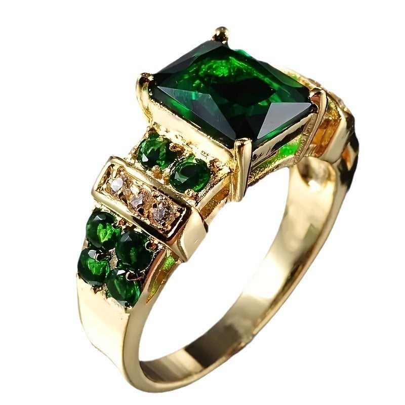 A Stylish Ring Adorned With Multi-colored Square Zircons