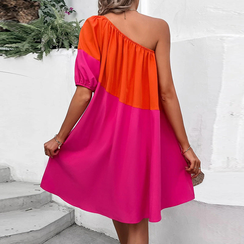 Summer Ins Short Sleeve Mid-length Small Hem A- Line Skirt